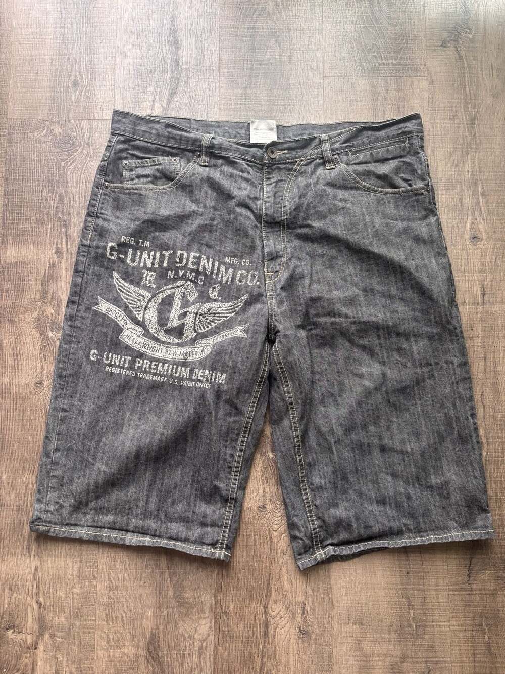 G-Unit Denim Co. Premium Raw Denim Graphic Logo Shorts
